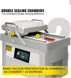 VEVOR Double Chamber Vacuum Packaging Machine, 24"x18" Chamber Vacuum Sealer Machine, Vacuum Sealer Sealing Machine with Modern Control Panel for Food