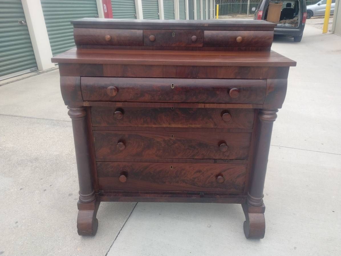 Early/Mid 1800's Empire Style Burl Walnut Dresser