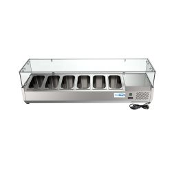 59 in. Six Pan Refrigerated Countertop Condiment Prep Station - SCDC-6P-SG
