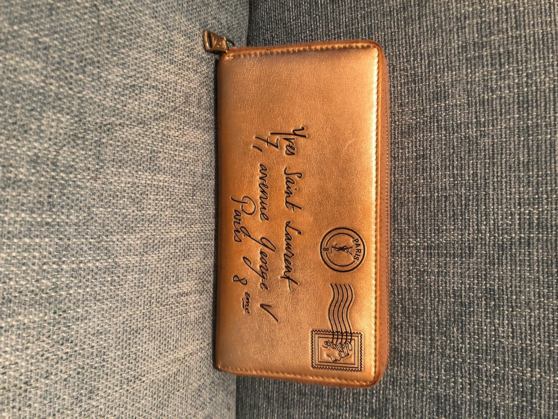 Authentic Saint Laurent Mail Envelope Zippy Wallet
