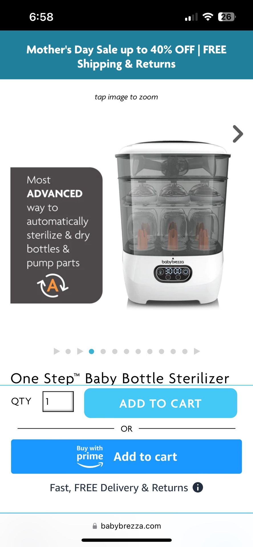 One Step Baby Bottle Sterilizer And Dryer Advanced - Electric Steam Sterilizer With HEPA Filter