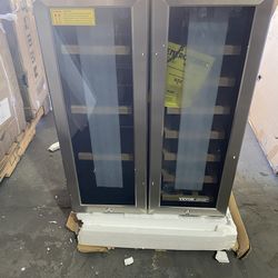 Wine and Beverage Refrigerator, 24 in Dual Zone Wine Cooler, Built-in & Freestanding Fridge with Glass Doors, Adjustable Shelves, Digital Temperature