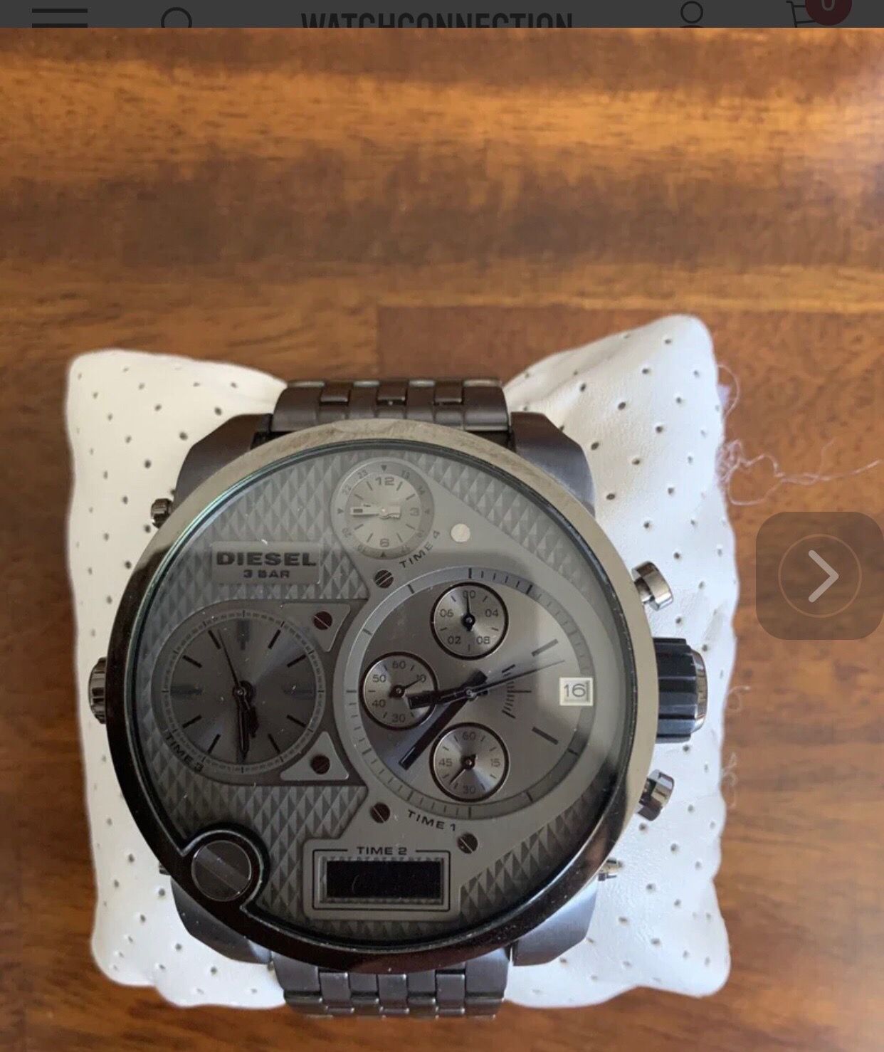 Diesel Mr. Daddy DZ7247 - 4 Time Zones + Digital - Gunmetal/Silver - 57mm