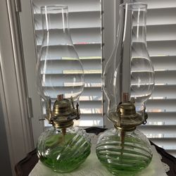 Pair Of Vintage Oil Lamps ** READ BELOW 