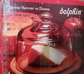 Dolphin Cheese Server with Glass Dome
