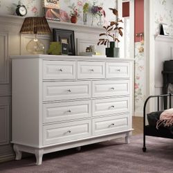 9-Drawer White Wood Dresser Storage Cabinet Modern Style 37 in. H x 55.1 in. W x 15.7 in. D  Simply put, we sell furniture but our mission 