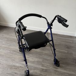 Drive 4-Wheel Rollator - Aluminum Frame, Adjustable Height, 22 Inch Base Width, 300 pound Weight Capacity, Blue