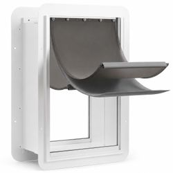 URSPET Large Dog Door For Wall, 3-Flap Insulated, Steel Frame, White Flap 12X18