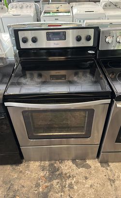 Whirlpool Glass top Stove/Oven Stainless Steel With Self cleaning
