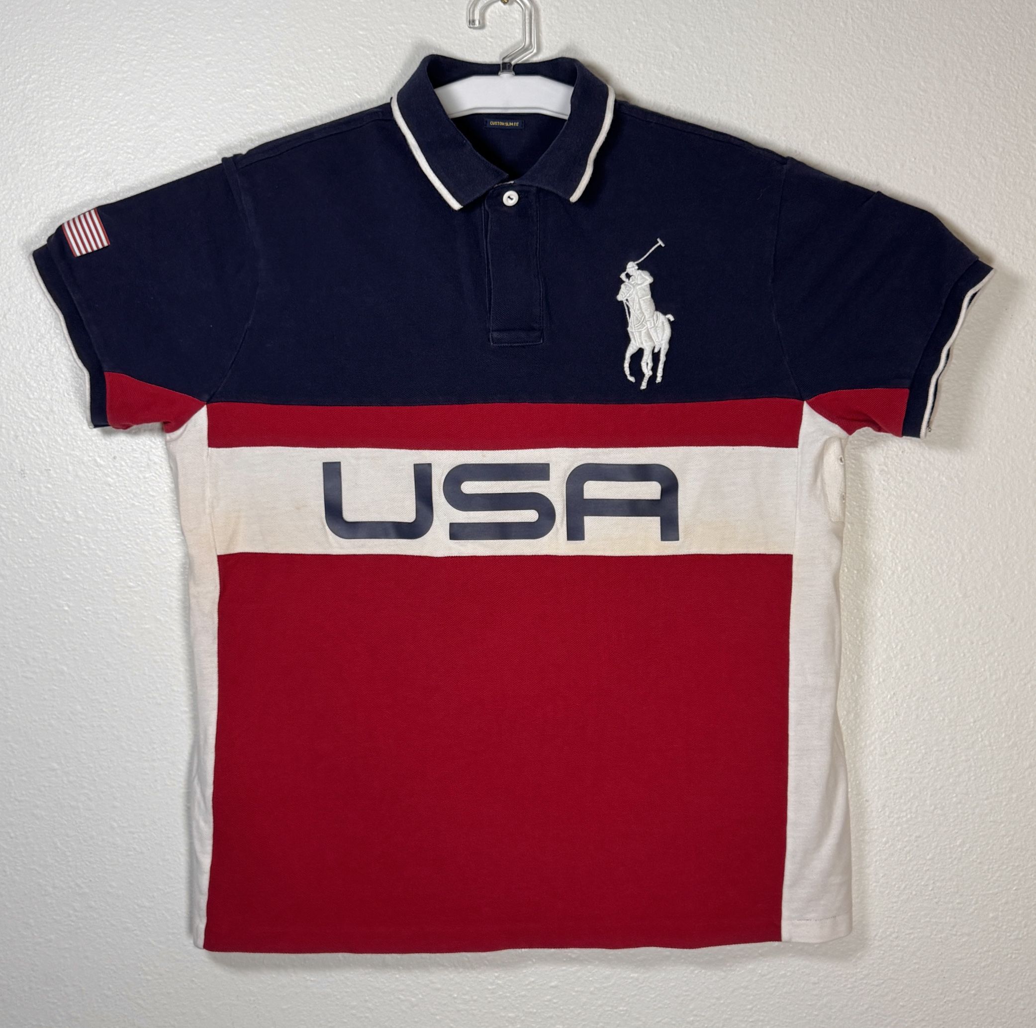 Polo Ralph Lauren USA Flag Challenge Cup Red White Blue Big Pony Large