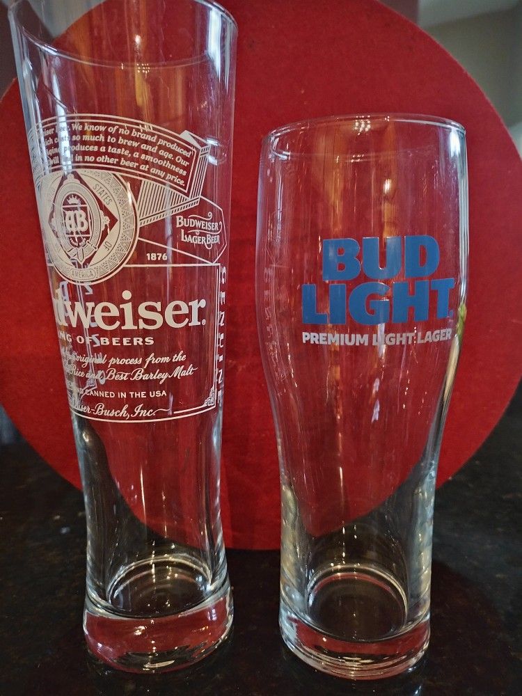 Check This Out COOL Great Gift Brand New Budweiser & Bud Light Glass Gift Boxes New In Box Of Two