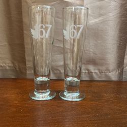 2 Collectible Tall Beer Glasses Canadian Molson 67