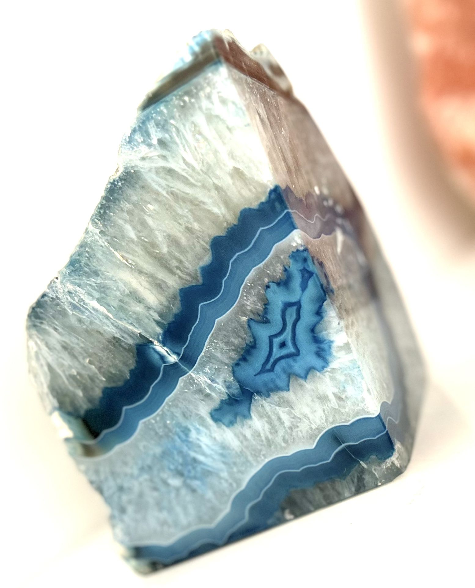 Blue Agate Geode Bookend