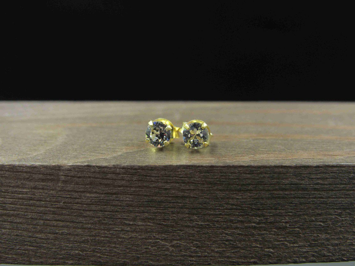 Sterling Silver Gold Plated Small Crystal Stud Earrings Vintage Wedding Engagement Anniversary Beautiful Everyday Minimalist Cute Sexy