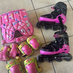 Kuxuan Adjustable Inline Skates (Size L / EU 37.5-41) + FREE Protective Gear & NEW Hip Pads