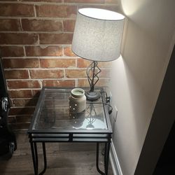 Side Table With Lamp And Candle Wax Melter 