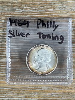 1964 Philadelphia Silver Washington Quarter Toning 🌈 Coin BU