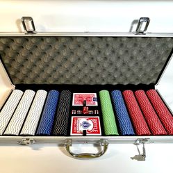 🎲🃏Poker Chip Set:  Aluminum Carrying Case, 500 Striped Chips - 12 grams each 🎲🃏