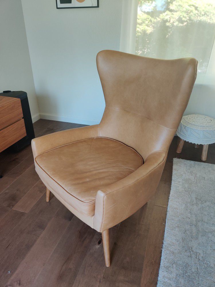 West Elm Leather Wingback Chair