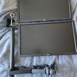Pair of LG 24in Monitors with Dual Monitor Mount