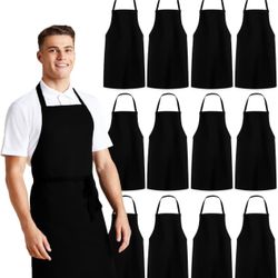 Long Apron Two Pockets Black