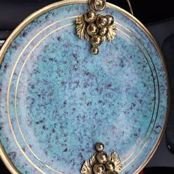Vintage 1940s Art deco green enamel 
