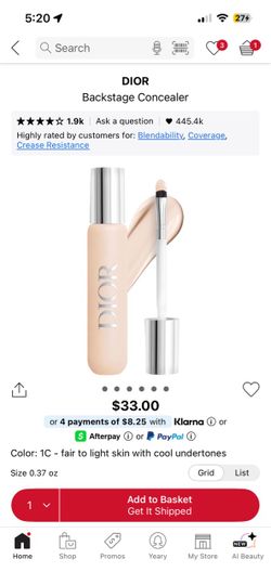 Dior Backstage Flash Perfector Concealer in Color 1C