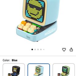 Divoom Ditoo Pro Retro Pixel Art Game Bluetooth Speaker with 16X16 LED App Controlled Front Screen (Blue)