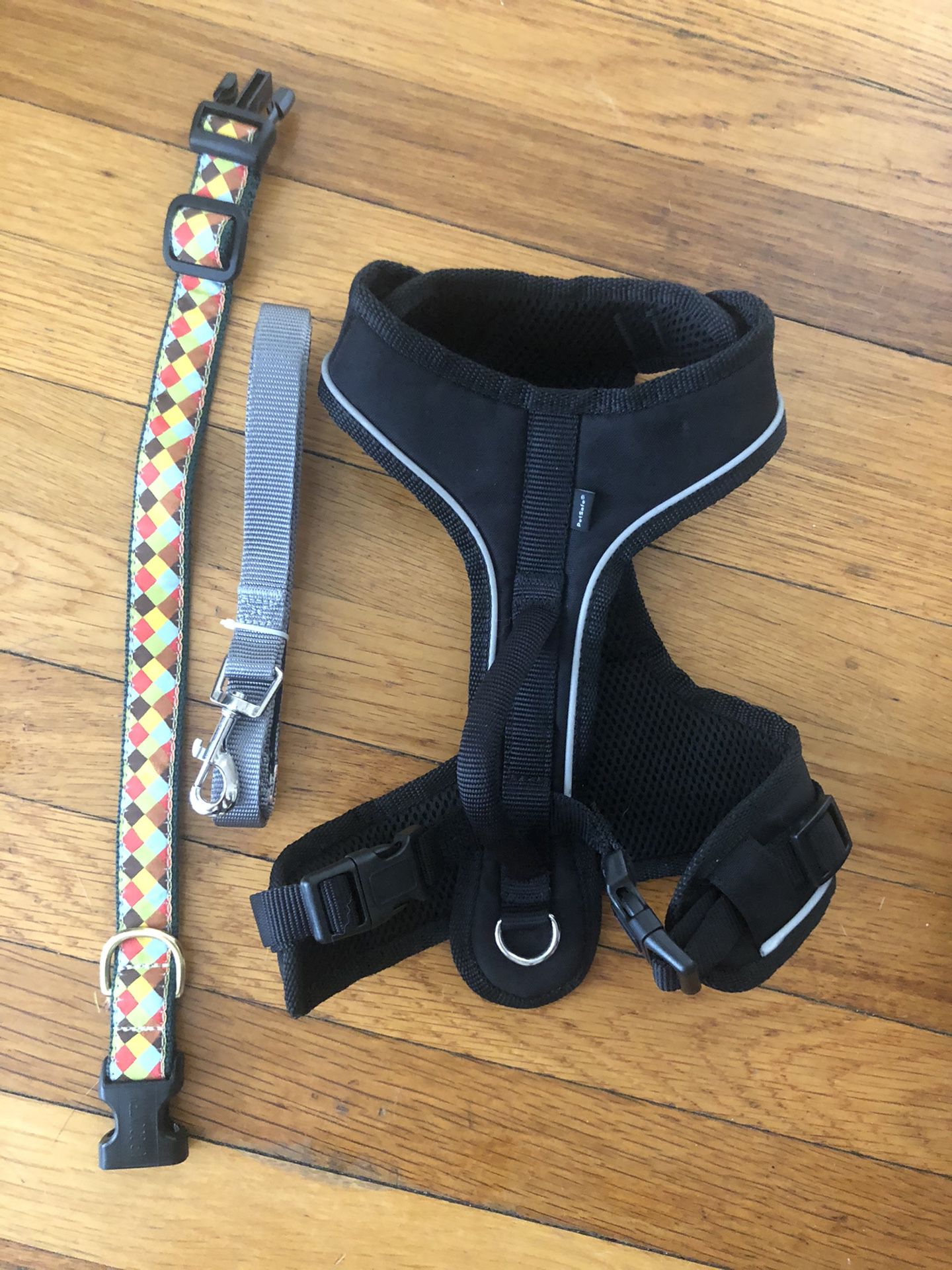 Dog harness (s), collar (M), leash new