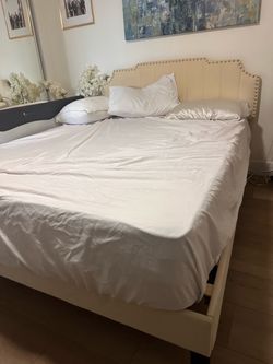 Queen bed frame and mattress