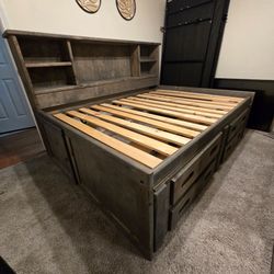 Full Size Storage Bed w/ Shelves & Drawers – Solid Wood – Delivery Available
