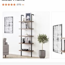 Oak & Black Ladder Shelf