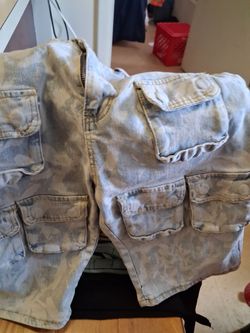 New *Camouflage stone washed jean shorts