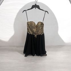 Size 3 Black And Gold Quince Dress