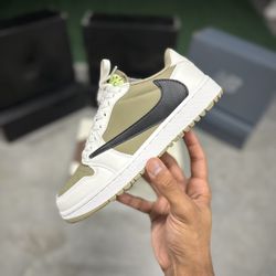 Men’s 7, Women’s 8.5 - “Neutral Olive Golf X Travis Scott” Jordan 1's Low 🏌️