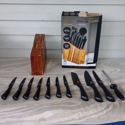 Thyme & Table Knife Set, 13-Piece Kitchen Slim Block Stainless Steel Knife Set