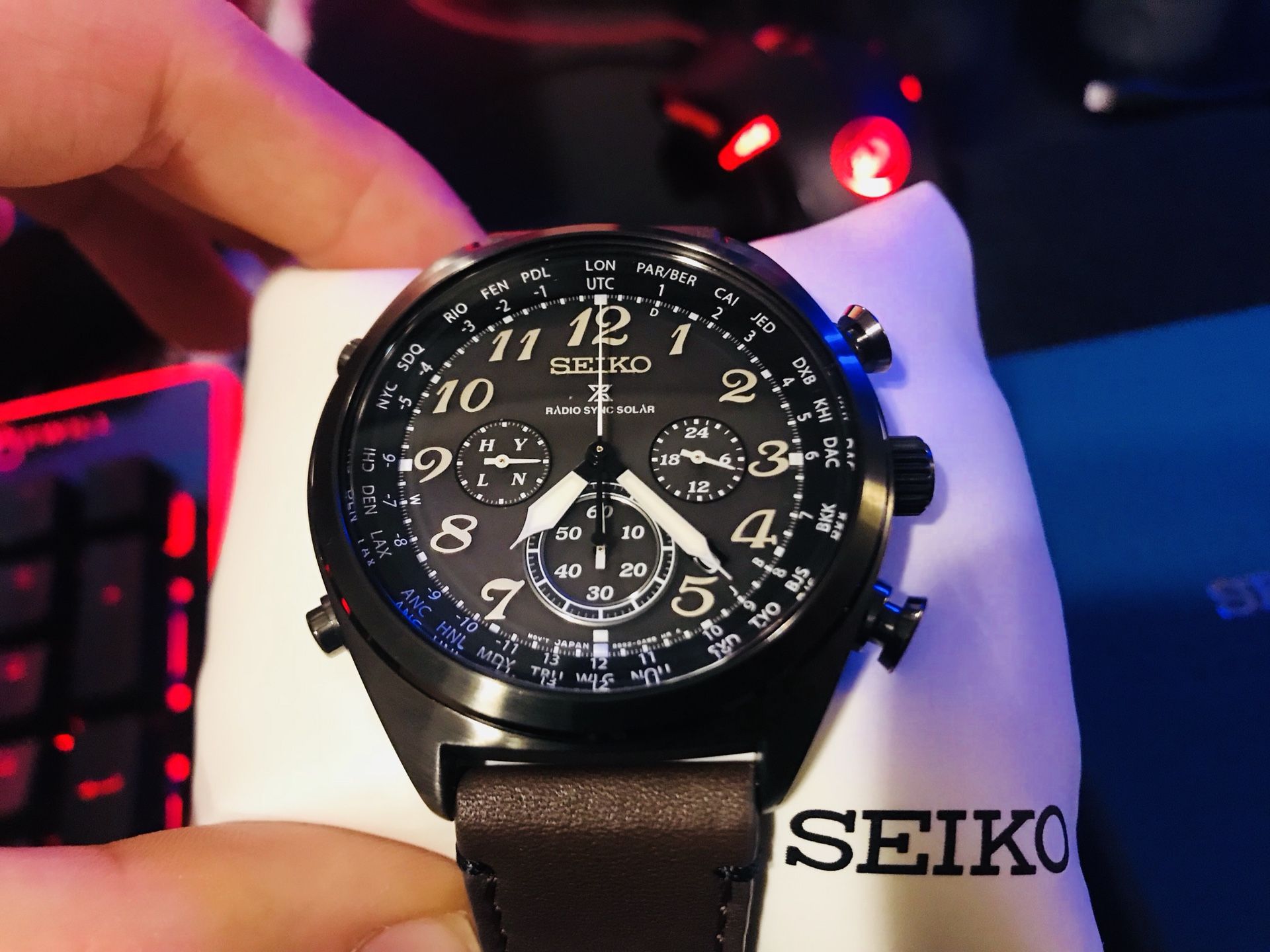 Seiko Men's Solar Chronograph Prospex Brown Leather Watch SSG015 (44mm)
