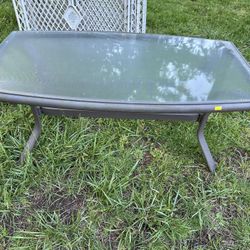 Outdoor Patio Coffee Table Glass Top