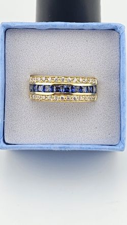 925 Blue CZ Ring Size 6 Sterling Silver