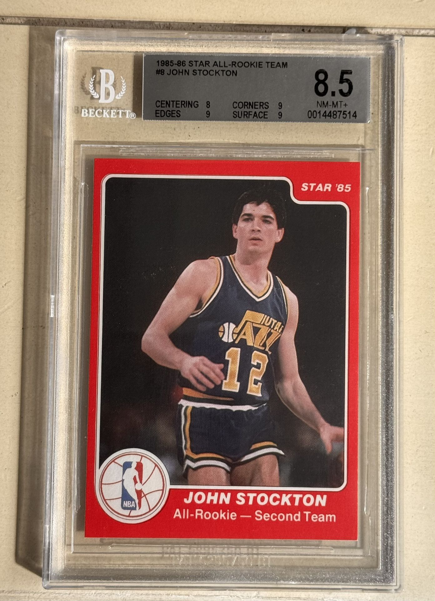 1985-86 John Stockton Star All Rookie Team #8 Utah Jazz BGS 8.5