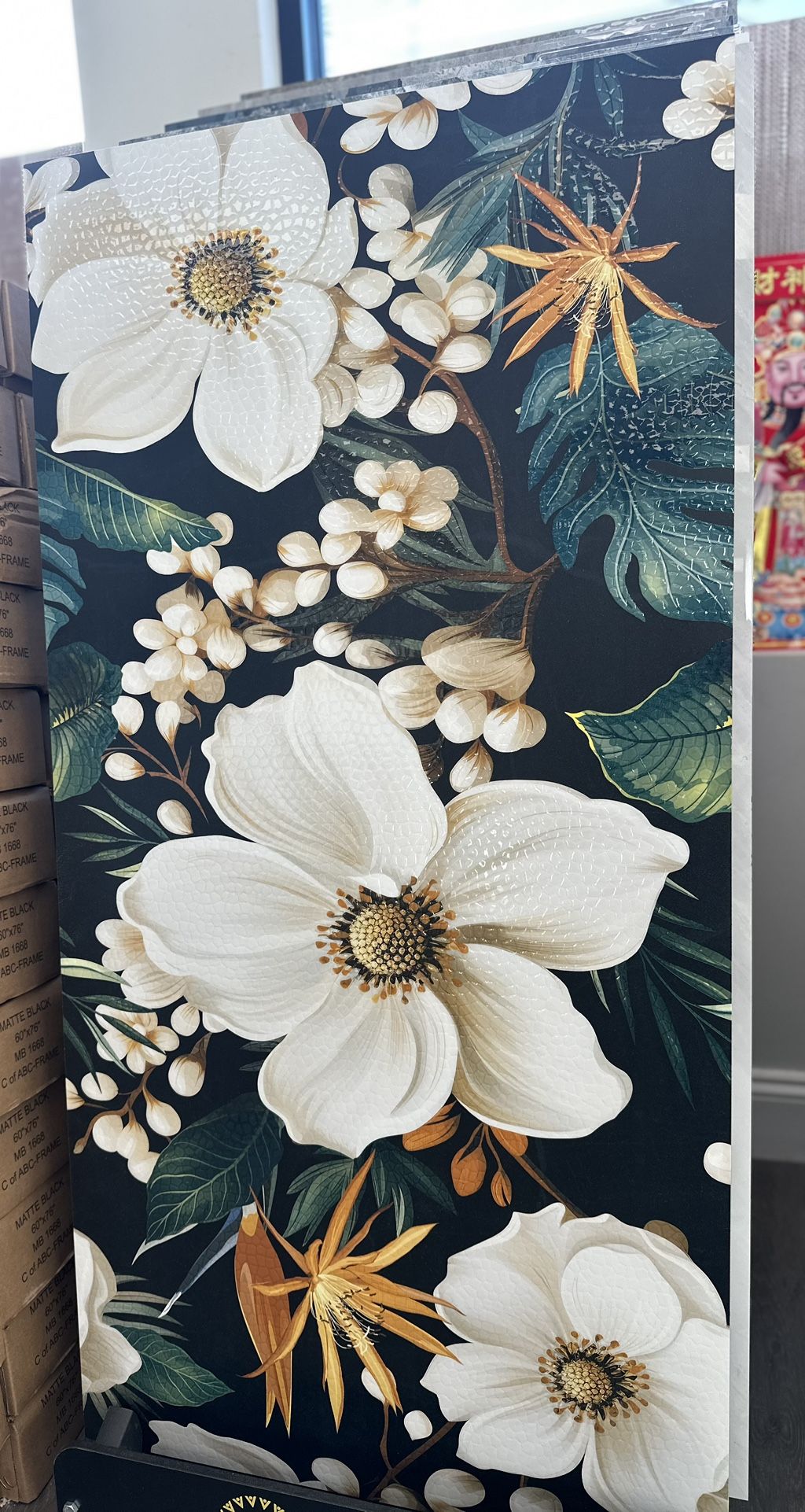 Stunning Textured Floral Porcelain Panel 24” X 48”