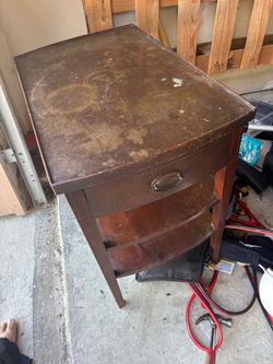 Vintage Wood Side Table with Drawer