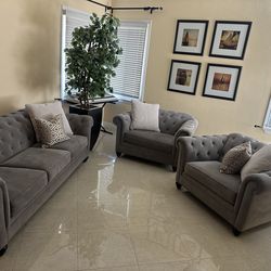 Velvet sofa and armchair set ( like new  in excellent condition )