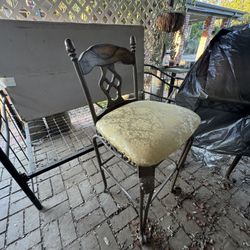 Barstools (2) Wrought Iron Padded