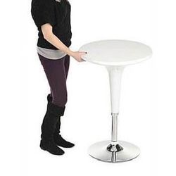 24" Round Cocktail Table, Height Adjustable, 360 Degree Swivel - White