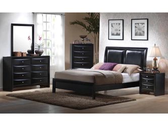 Briana Panel 4 pcs Bedroom Set with Sleigh Headboard Black.   delivery included