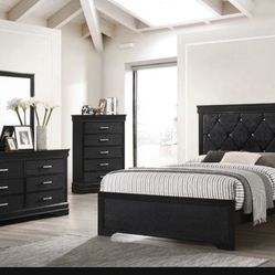 4-Pc Bedroom Set Queen Bed ,Dresser,Mirror, Nightstand #1 (Not Including mattress and box)