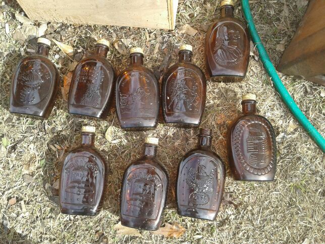 Antique Log Cabin Syrup Bottles