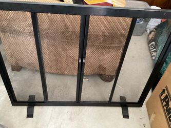 Fireplace Cover With Sliding Screen Doors
