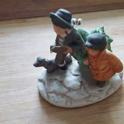 Norman Rockwell Museum Figurine "Bringing Home The Christmas Tree